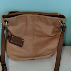 Tignanello snake embossed tan leather hobo